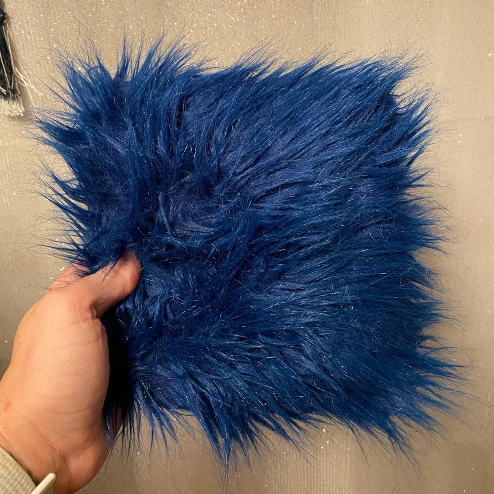 LN Small Blue Faux Fur Pillow